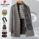 爸爸装 皮尔卡丹羊绒大衣男中长版 秋冬季 中年羊毛呢围巾领加厚外套