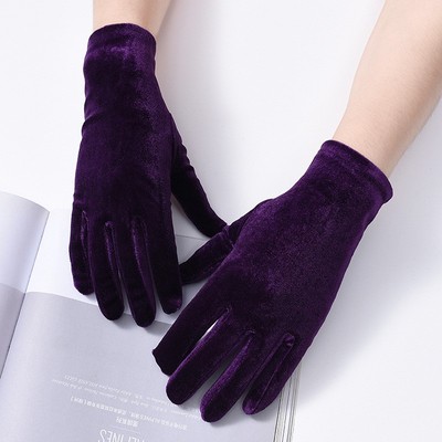 金丝绒手套女秋冬保暖全指