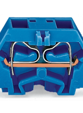 WAGO万可4线接线端子带推压键带有固定耳1极2,50mm²蓝色261-334