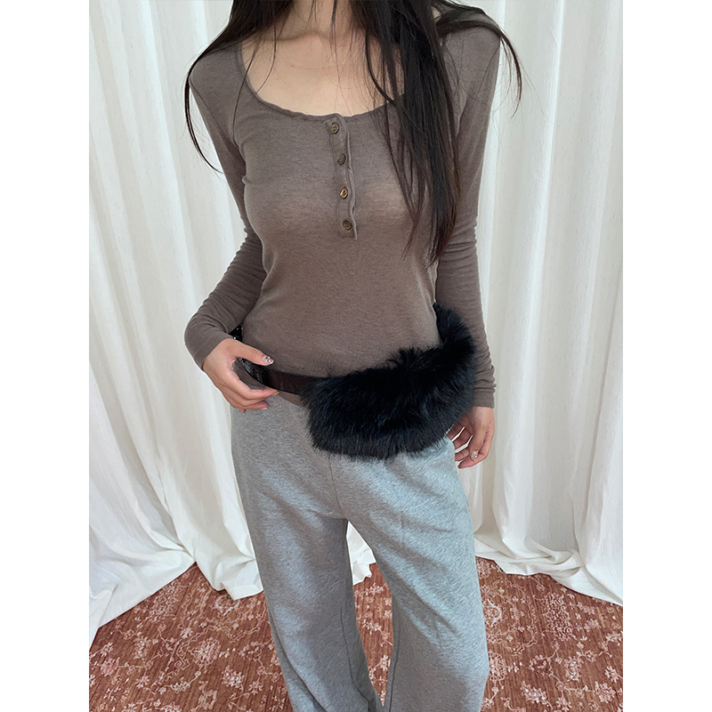 美式复古皮毛拼接辣妹腰带