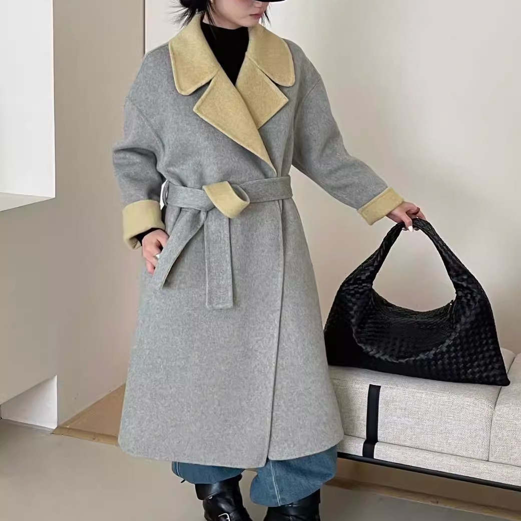 通勤西装领常规宽松型纯色中长款