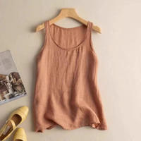 Plus Size Cotton Linen Sling Top Casual plus-size cotton linen sling top for women thumbnail 4