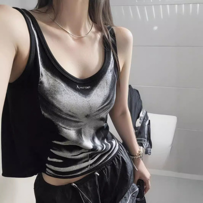 Hot Girl American Printed Strap Strap Girl辣妹美式印花吊带女