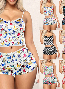 Sexy Print Slim Pyjama Shorts Nightclub 性感印花修身睡衣短裤