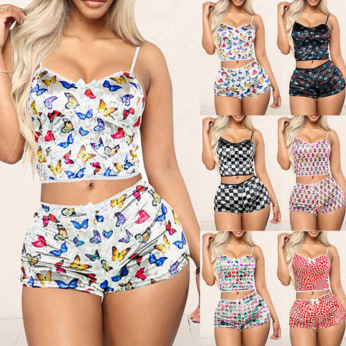 Sexy Print Slim Pyjama Shorts Nightclub 性感印花修身睡衣短裤
