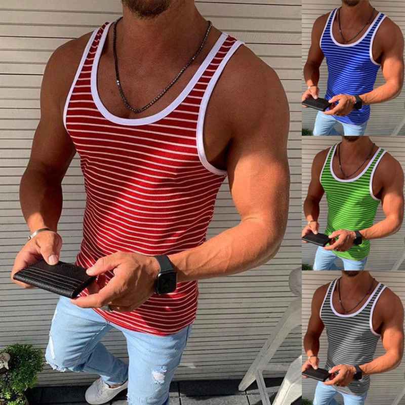 Casual Fitness Tanks Slim Fit Mens Bodybuilding Tank Tops 男装 T恤 原图主图