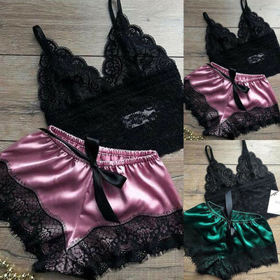 Lace lace suspender pajamas home suit 蕾丝边吊带睡衣家居套装
