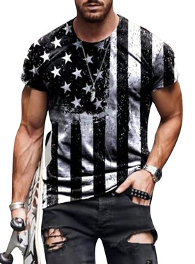 3D printed round neck loose short sleeves 3D印花圆领宽松短袖