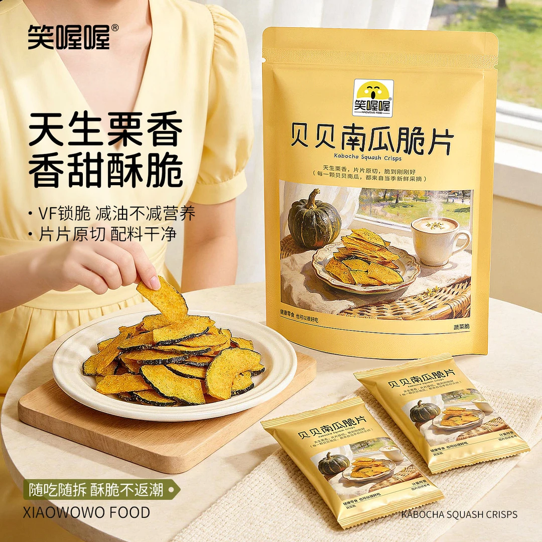 笑喔喔贝贝南瓜脆片脱水营养非油炸即食蔬菜干酥脆香甜不腻小零食