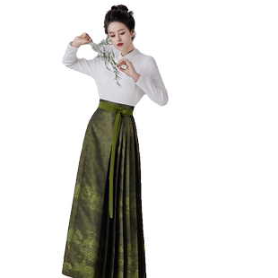 (折扣价)吟风月汉服女明制6对褶马面裙竖领衫对襟长袄日常外套