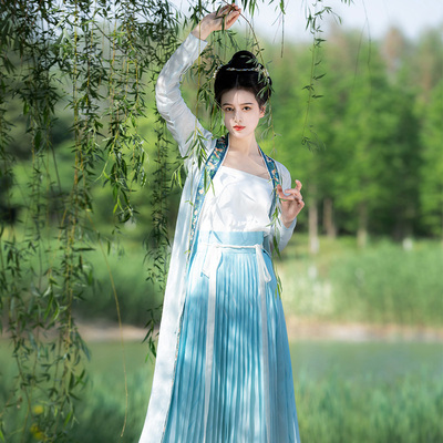 印花羊腿袖窄袖对襟长衫