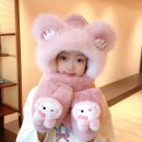 儿童冬季 加绒加厚毛绒帽女童帽子围巾手套一体帽宝宝防风护耳帽子