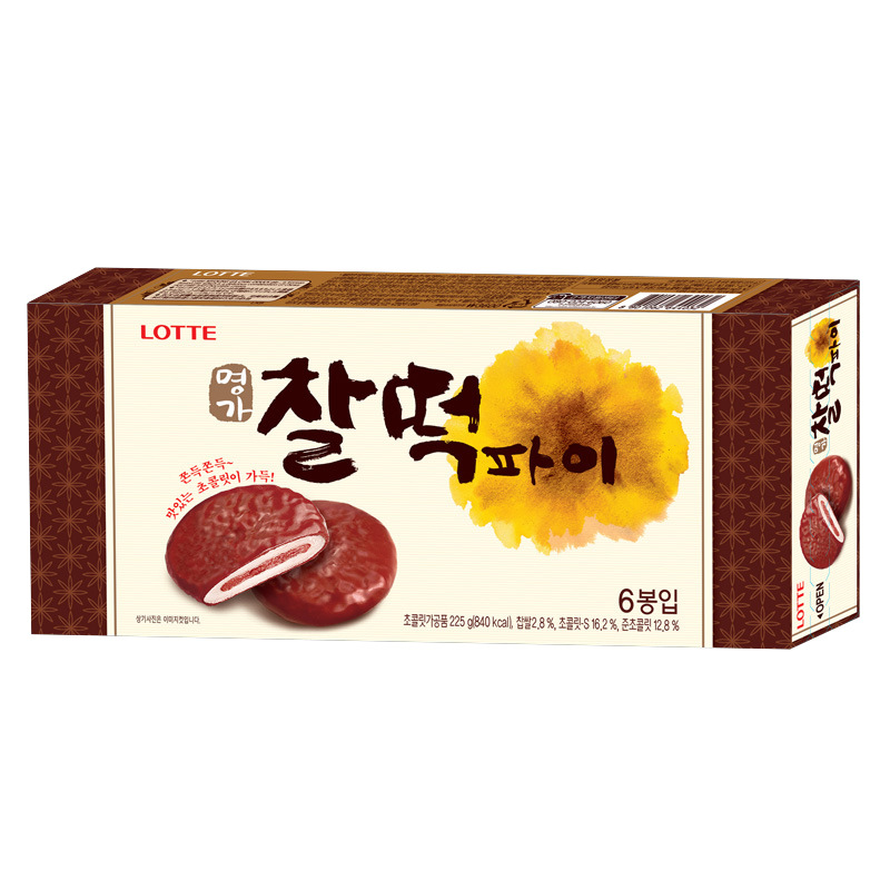 韩国原装进口 乐天打糕派巧克力糯米夹心饼干点心糕点零食