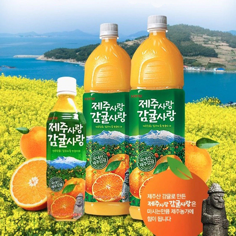 韩国进口零食LOTTE乐天济州岛柑橘果汁饮料1.5L瓶装