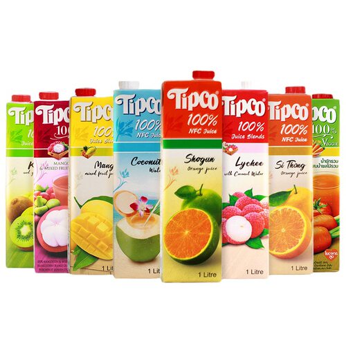 泰国进口果汁泰宝TIPCO纯果汁混合果蔬汁橙汁椰汁饮料1L/瓶