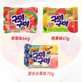 袋装 韩国进口 乐天混合水果味软糖70g 桃子QQ糖葡萄橙子味小零食