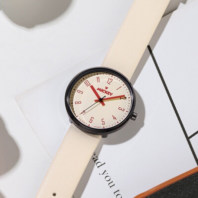 迪士尼手表Disney/迪士尼 米奇联名时尚简约腕表学生奶油色系