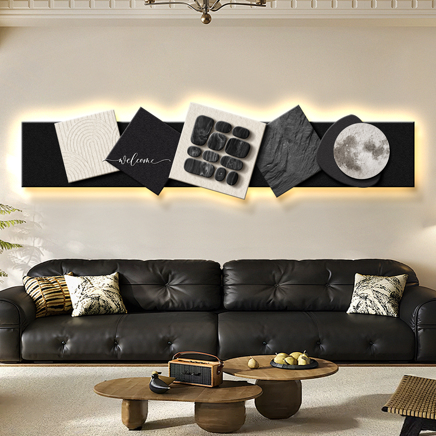 意式极简客厅轻奢月球卧室装饰画