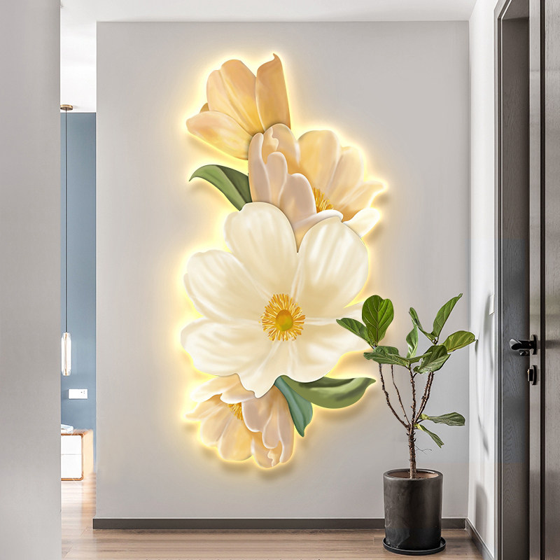 画薰侘寂风玄关LED发光挂画图片