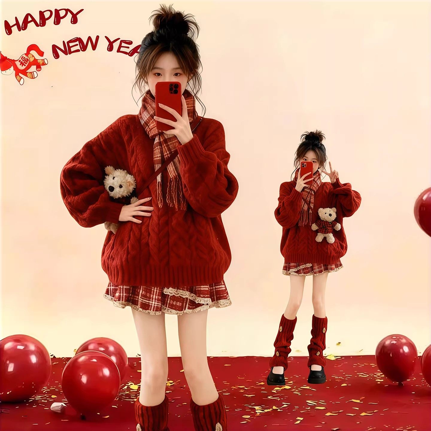 女童毛衣秋冬2026新款洋气儿童马年本命年红色毛线衣女孩拜年服潮,童装/婴儿装/亲子装,毛衣/针织衫,淘宝优惠券,粉丝福利购,淘宝优惠卷