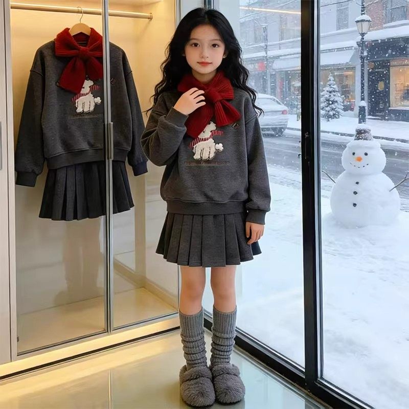 女童加绒套装冬季2026新款儿童加厚卫衣学院风百褶裙卡通两件套潮,童装/婴儿装/亲子装,套装,淘宝优惠券,粉丝福利购,淘宝优惠卷