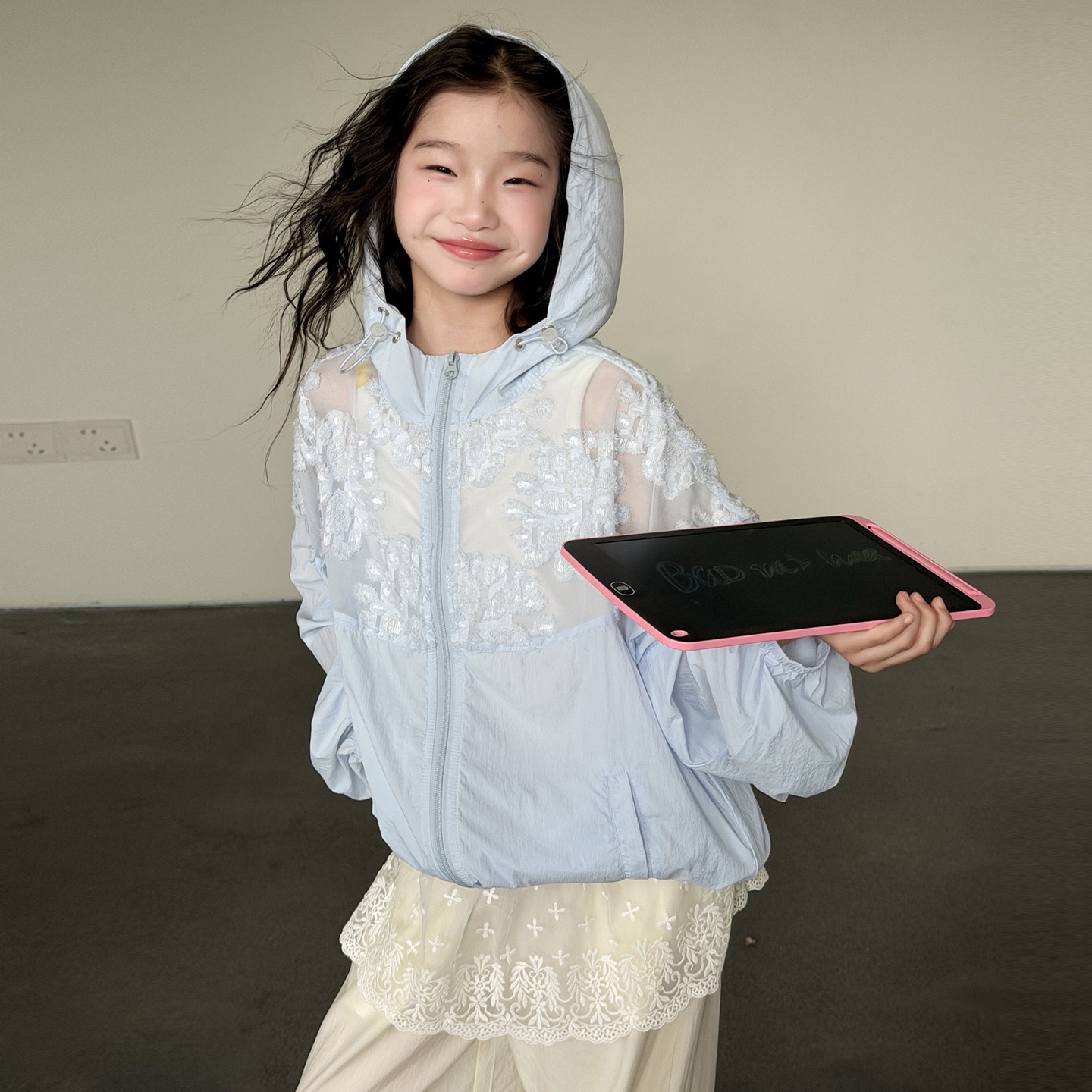 韩系女童夏季外套2026新款洋气儿童装防晒衣夏装女孩网纱皮肤衣潮