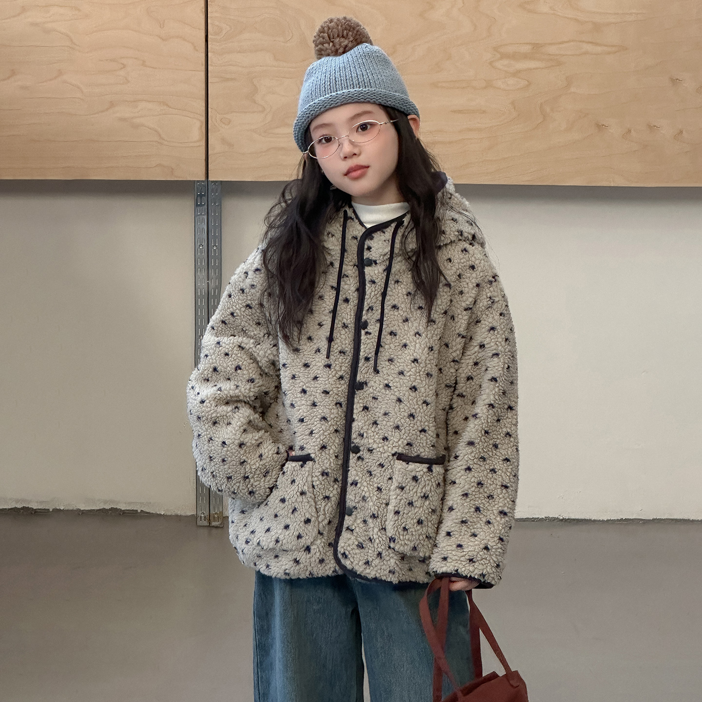 女童外套秋冬装2025新款洋气儿童夹棉连帽毛毛衣中大童冬季夹克潮