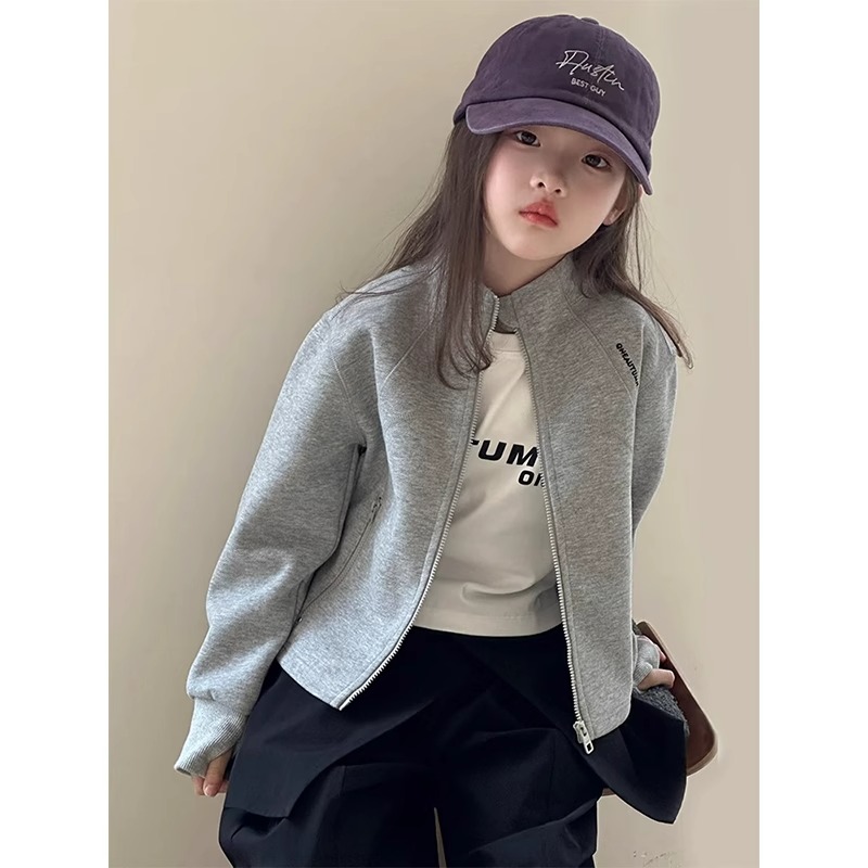 女童外套春秋2025新款韩版儿童字母开衫卫衣女孩时髦休闲上衣洋气