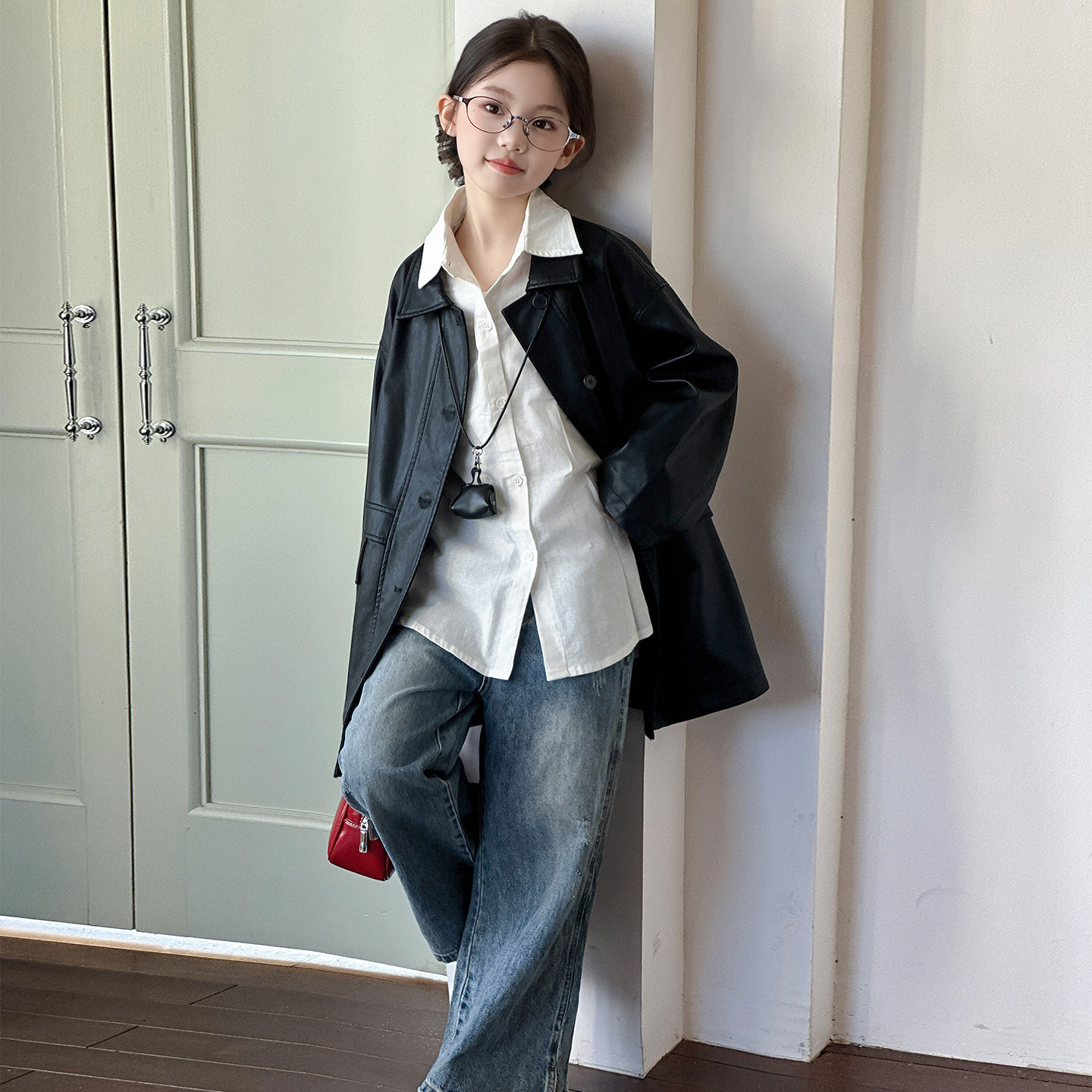 女童皮衣外套春秋2025新款洋气儿童韩版PU皮风衣女孩秋季机车服潮