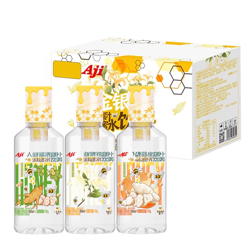 AJI金银花蜂蜜水饮料396ml人参橘皮葛根分离式蜂蜜水夏日饮品