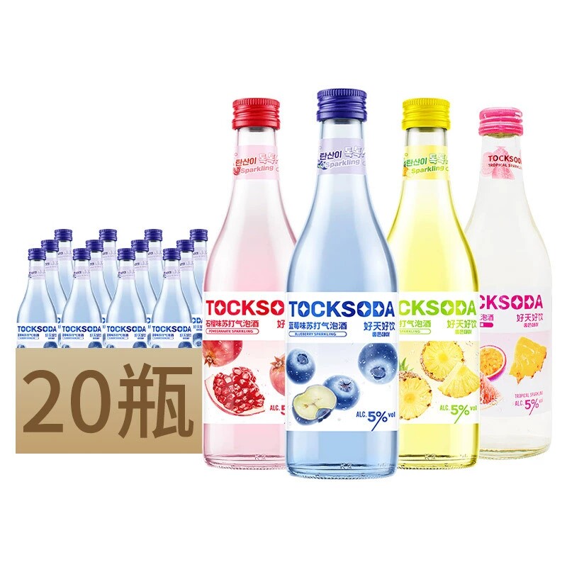 韩国进口好天好饮果味苏打气泡酒烧酒菠萝/蓝莓/果味360ml*20瓶
