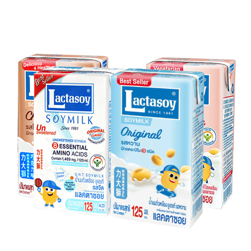 泰国进口力大狮原味豆奶125ml*36盒黄豆乳制品儿童营养早餐饮料