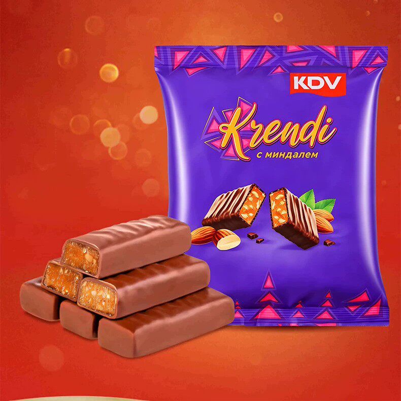 俄罗斯进口kdv紫皮糖500g巧克力夹心糖果万圣节零食婚庆喜糖