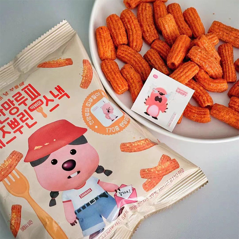 韩国进口露比年糕状脆条80g芝士玫瑰麻辣味休闲零食小吃炒年糕条