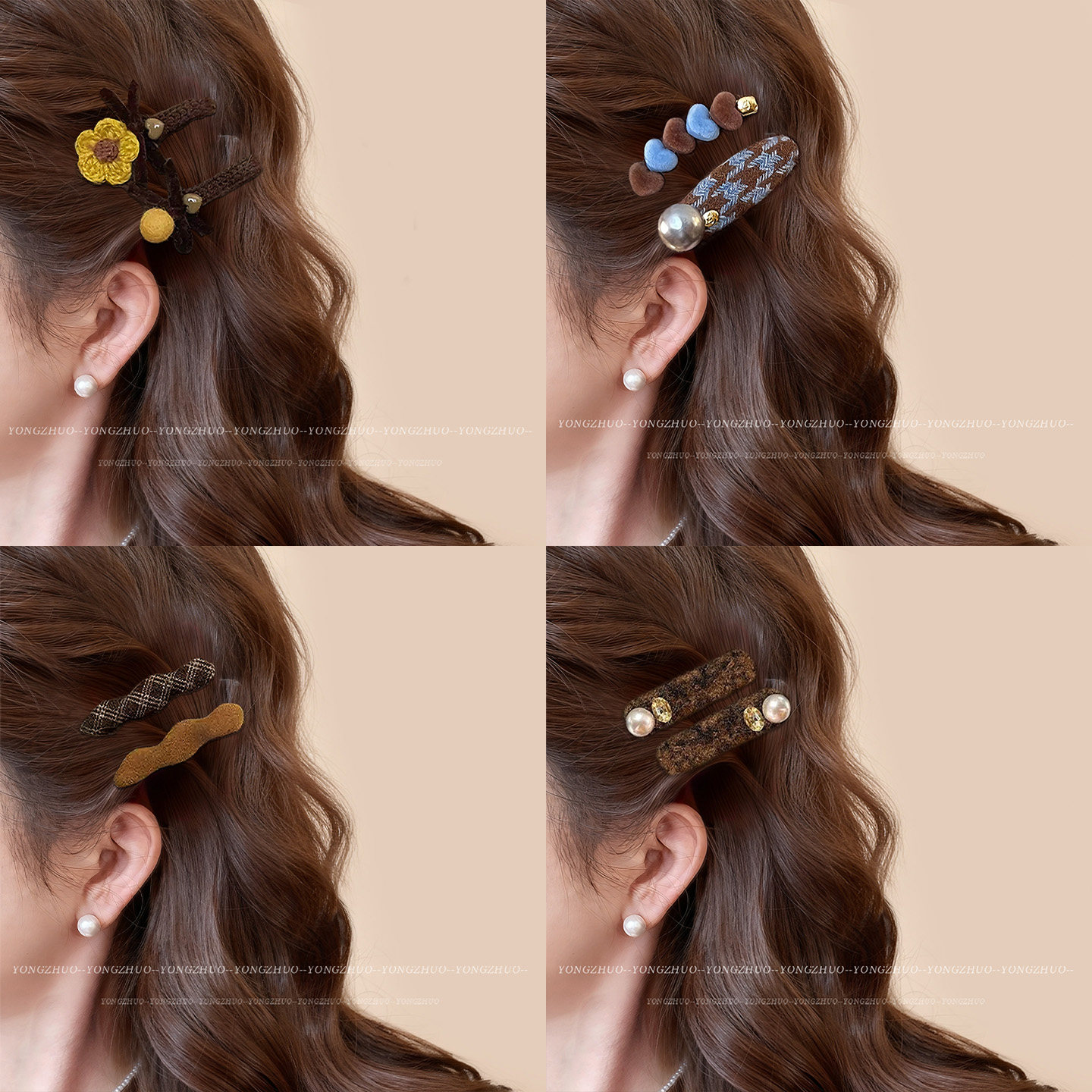 咏卓侧边刘海夹发夹女高端高级感毛呢头饰仅4.35元