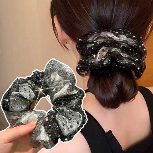 欧根纱双层大肠头花发圈女高级感洋气时尚发绳丸子头扎头头绳头饰