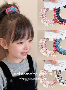 儿童蕾丝花边头绳不勒发无扎痕高马尾发绳女童皮筋高弹力耐用发圈
