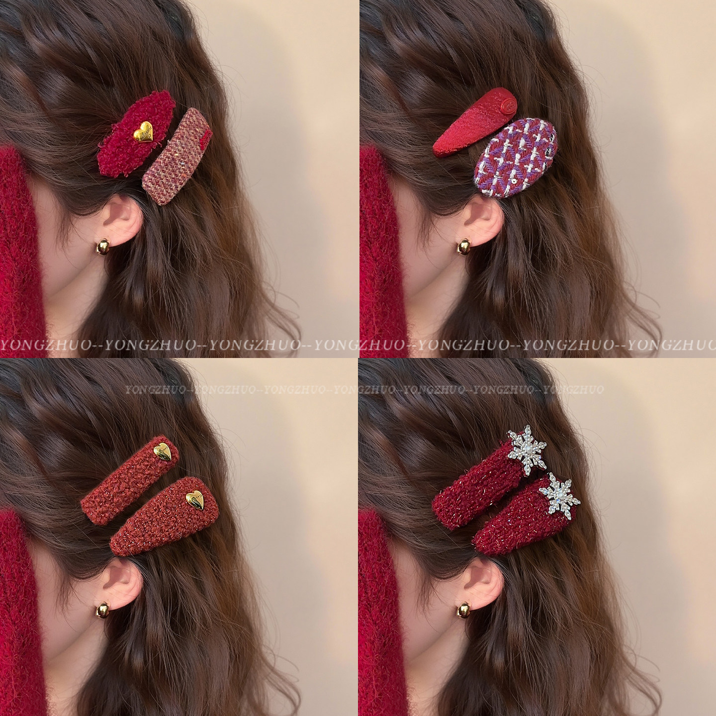 高级感红色发夹边夹侧边刘海碎发bb夹前额新年头饰后脑勺发卡发饰,饰品/流行首饰/时尚饰品新,发饰,淘宝优惠券,粉丝福利购,淘宝优惠卷