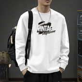 上衣打底衫 美式 束口长袖 t恤潮牌百搭休闲宽松纯棉男款 春秋季 男士