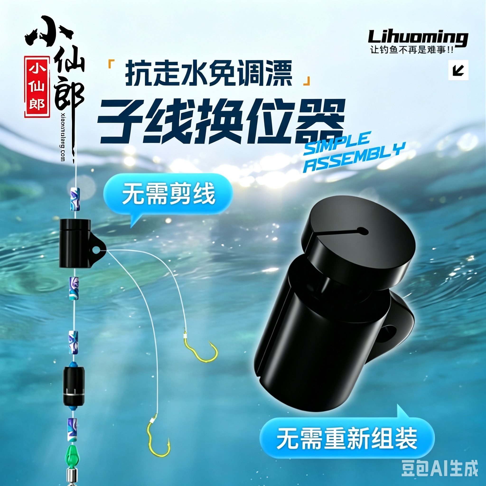 小仙郎子线换位器抗走水免调漂快速拆卸鱼钩渔具配件换线器免组装