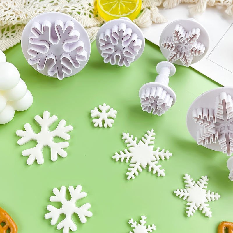 雪花翻糖模具弹簧压模饼干切模圣诞蛋糕装饰摆件冰雪硅胶烘焙工具