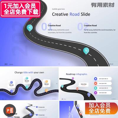 【PPT-179】44页道路时间轴发展历程成长业绩回顾企业介绍PPT模板