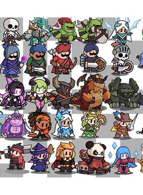 129套spine日韩Q版卡通魔法怪物角色骨骼动画小人2d游戏CG素材