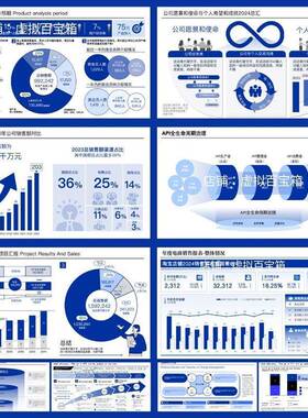 255页高端蓝色中英文工作汇报逻辑架构数据分析PPT模版