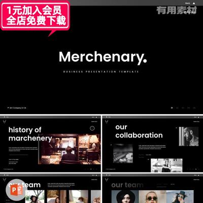 【PPT-230】36页黑色都市公司介绍产品推广招商简介英文版PPT模板