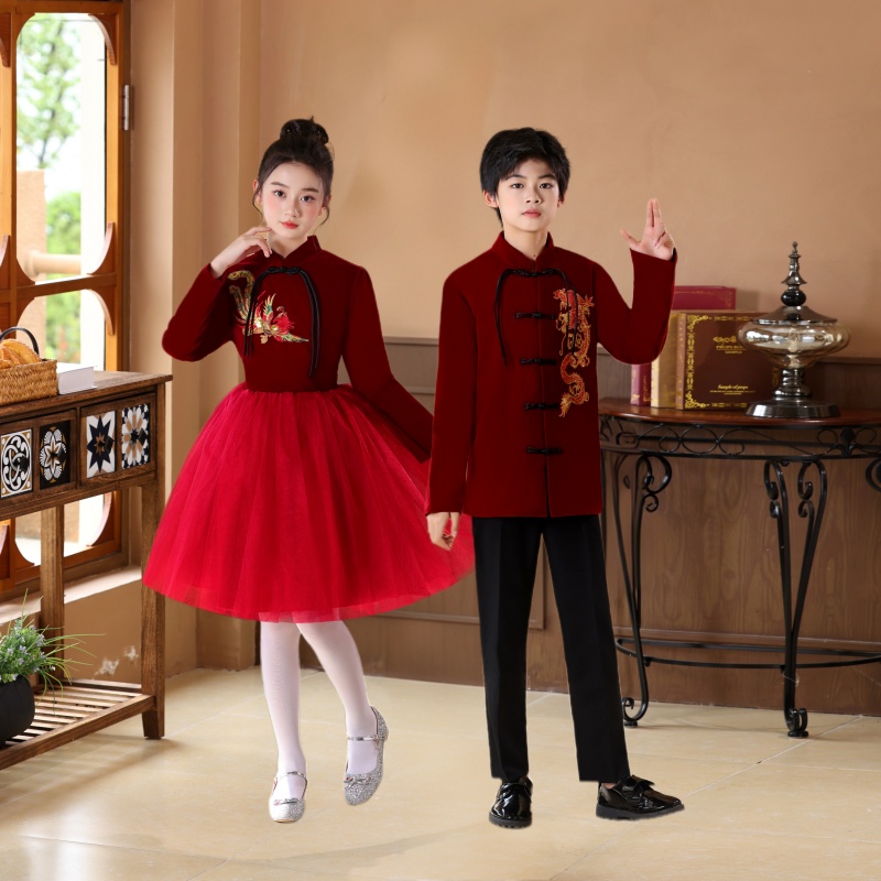 儿童演出服小学生新中式合唱礼服