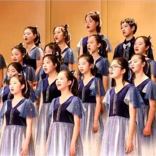 元旦儿童合唱服装演出服男女童礼服中小学生表演朗读纱裙大合唱团