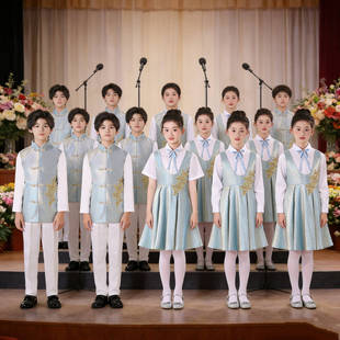 元旦儿童合唱团演出服新中式中小学生朗读演讲比赛舞台主持人礼服