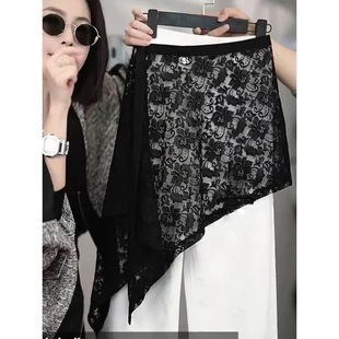 不规则复古下摆蕾丝半身裙女2025夏季新款短裙今年流行的爆款裙子