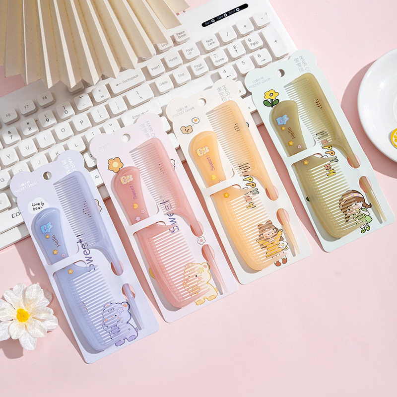 儿童造型梳女孩可爱卡通图案尖尾梳便携款女宝宝梳头发小梳子套装